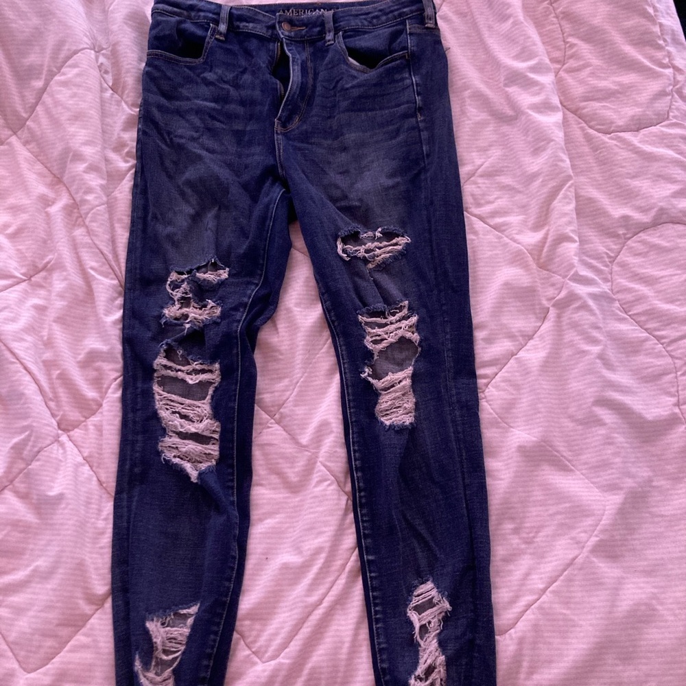 Dark wash ripped jeans
